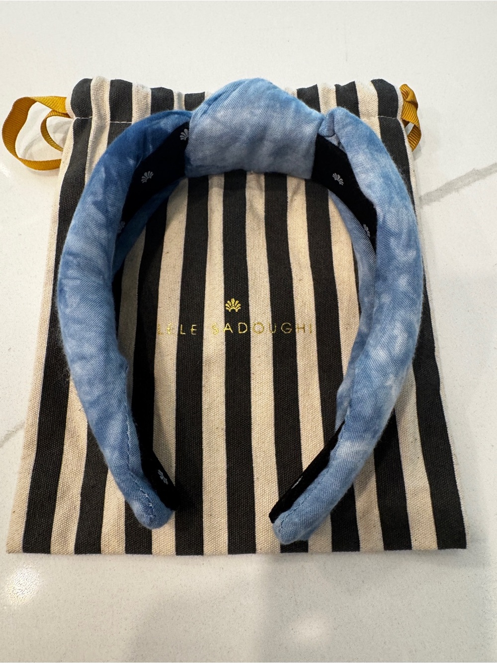 Lele Sadoughi Knotted Blue Tie-Dye Padded Headband NWOT